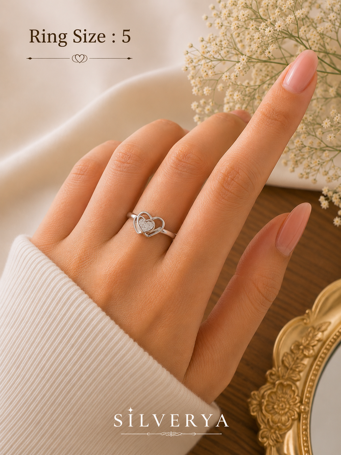 925 Sterling Silver Double Heart Ring for Women | Sparkling CZ Love Ring