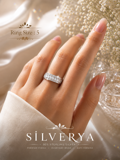 925 Sterling Silver Baguette CZ Band Ring for Women | Elegant Sparkling Statement Ring