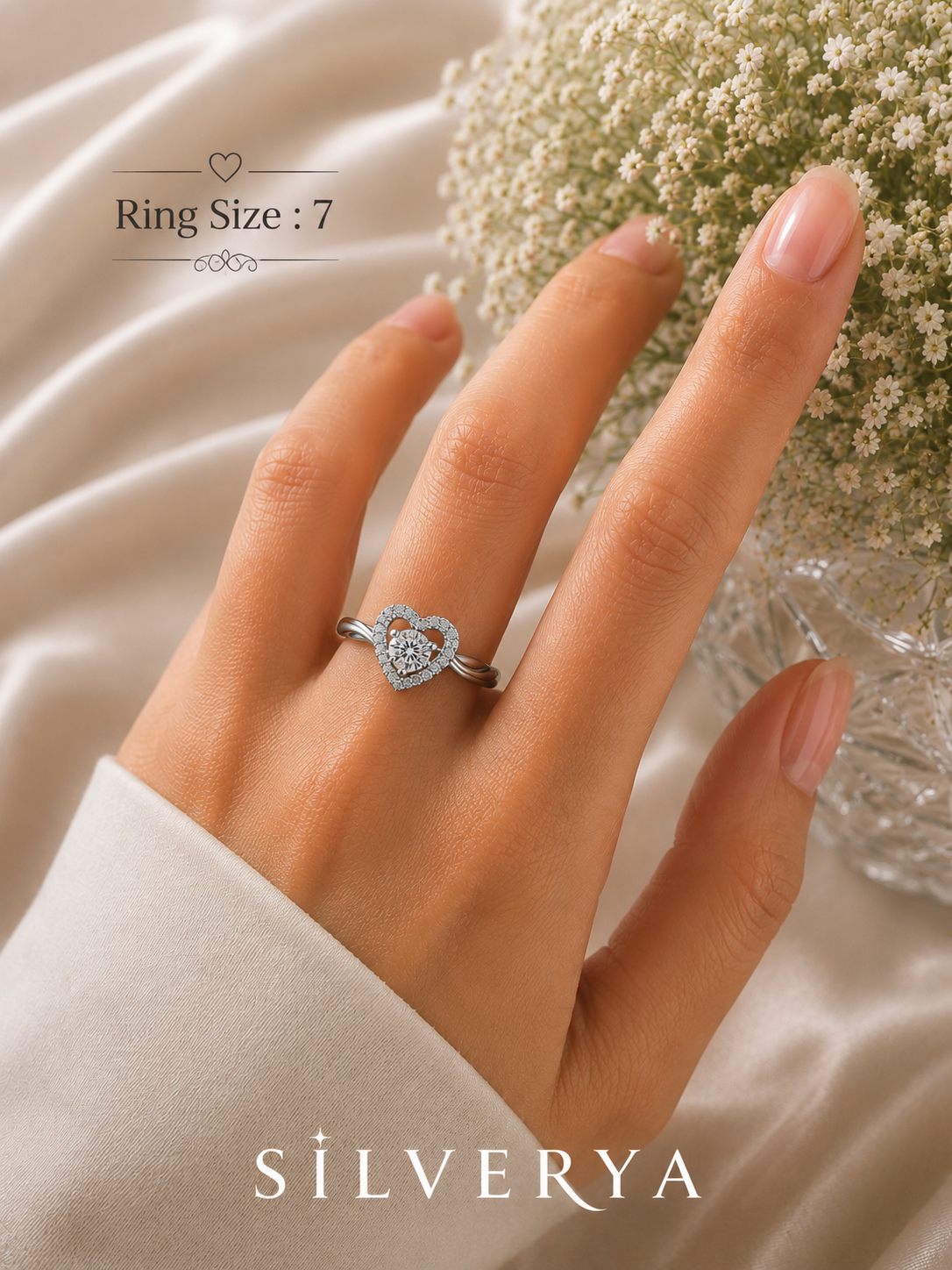 925 Sterling Silver Heart Halo Ring for Women | Sparkling CZ Love Ring
