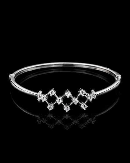 925 Sterling Silver Crystal Crossline Open Bracelet for Women
