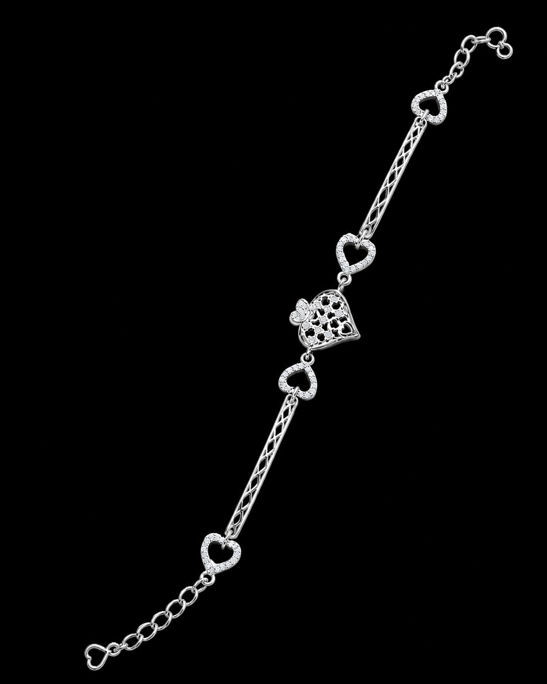 925 Sterling Silver Heart Lock Charm Bracelet | Adjustable Romantic Bracelet for Women