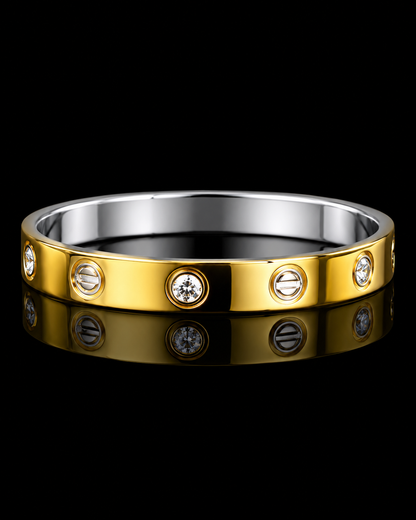 Infinity Shine 925 Silver Gold-Polish Statement Bracelet
