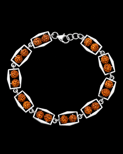 Sacred Rudraksha 925 Silver Bracelet – Adjustable Spiritual Charm Bracelet