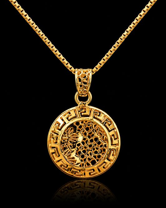 925 Silver Rose Gold Honeycomb Bee Pendant Necklace