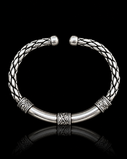 Vintage Oxidized Braided Silver Kada Bracelet