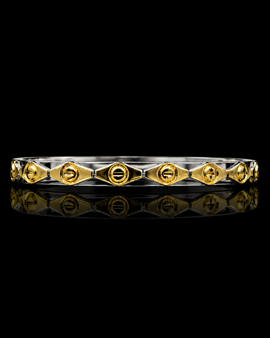 Imperial Two-Tone Screw Bangle – 925 Sterling Silver