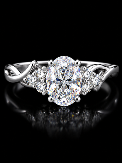 Silverya Radiant Oval Solitaire Ring – 925 Sterling Silver
