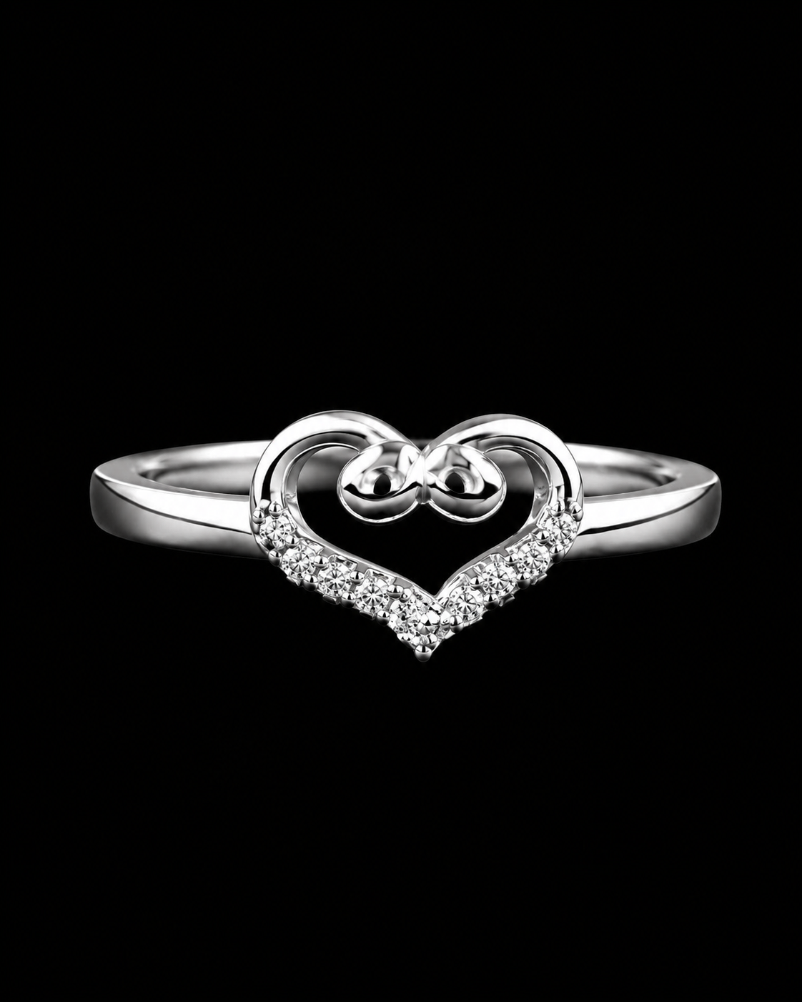 925 Sterling Silver Infinity Heart Ring for Women | Sparkling CZ Love Ring