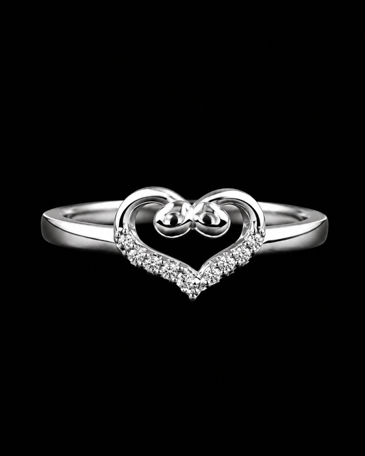 925 Sterling Silver Infinity Heart Ring for Women | Sparkling CZ Love Ring