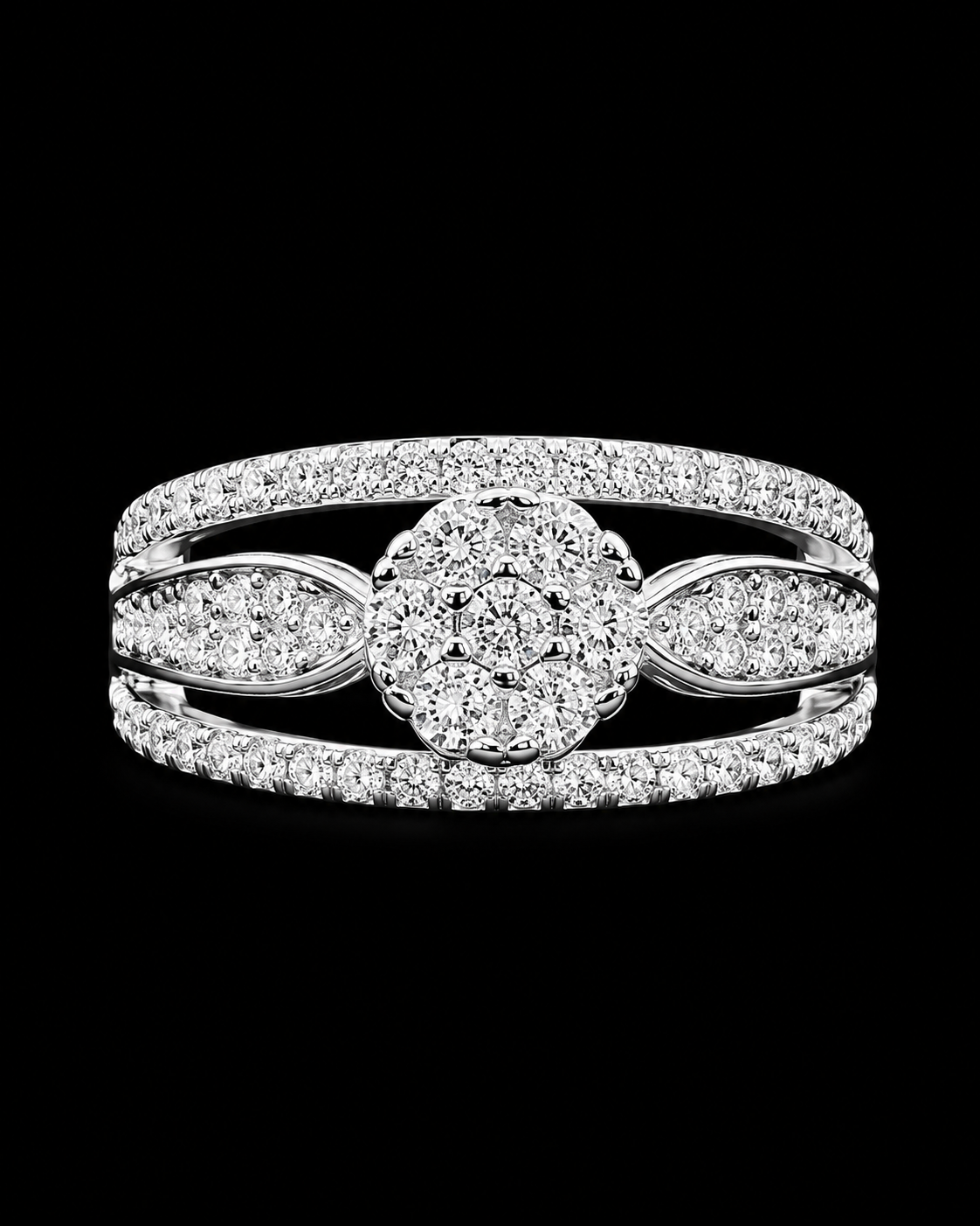 925 Sterling Silver Floral Halo Ring for Women | Sparkling CZ Statement Ring