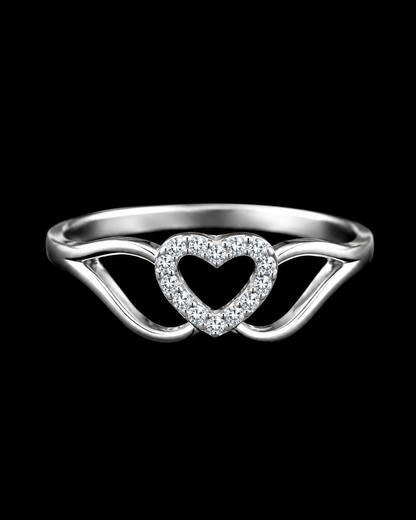 925 Sterling Silver Open Heart Ring for Women