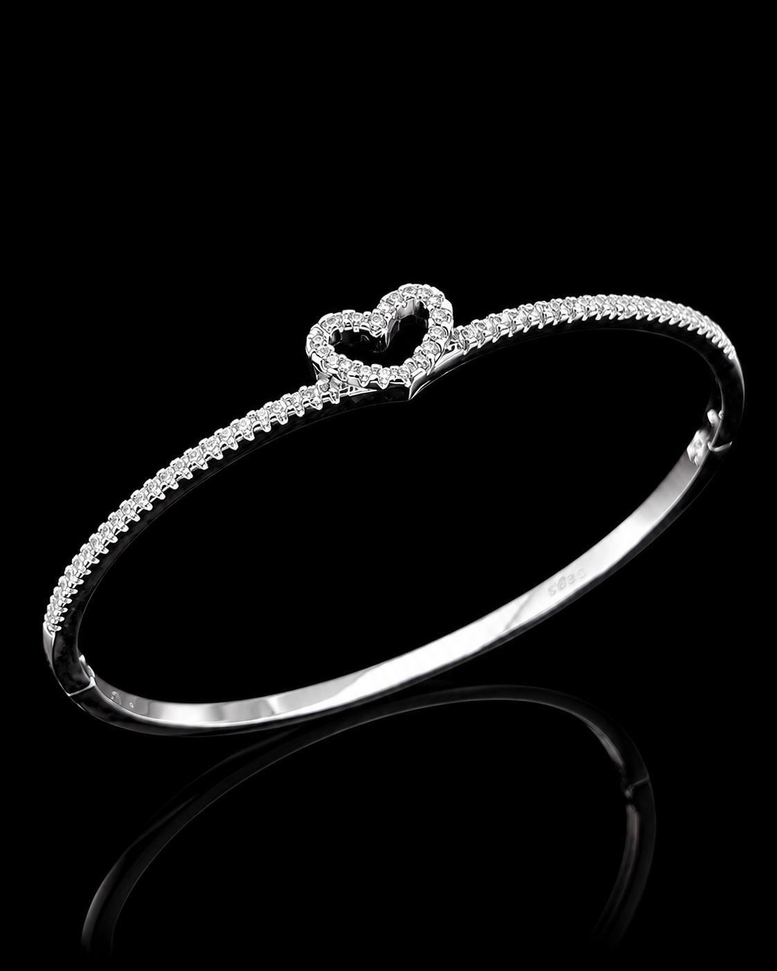 925 Sterling Silver Heart Bracelet with Zircon Stones