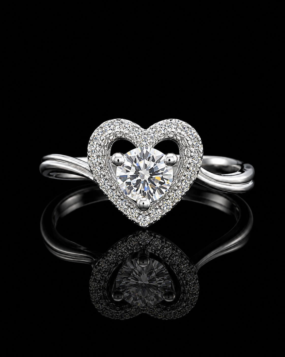 925 Sterling Silver Heart Halo Ring for Women | Sparkling CZ Love Ring