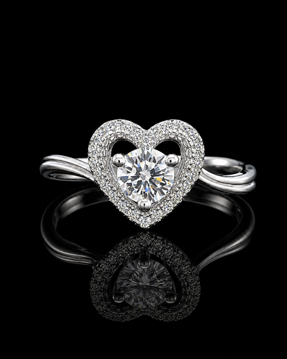 925 Sterling Silver Heart Halo Ring for Women | Sparkling CZ Love Ring