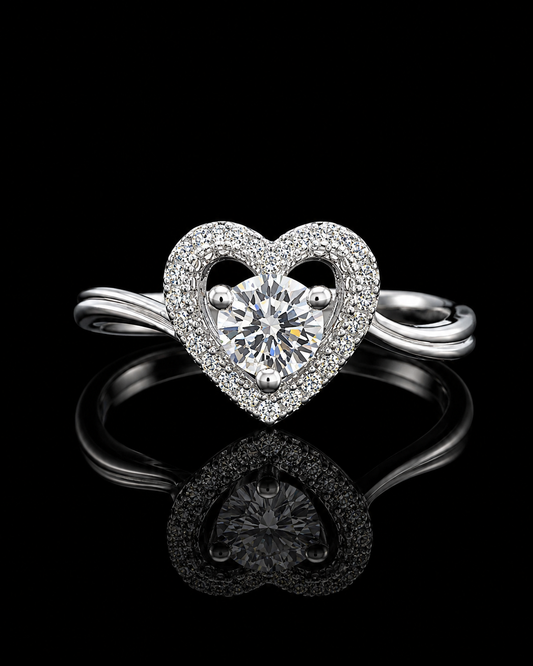 925 Sterling Silver Heart Halo Ring for Women | Sparkling CZ Love Ring