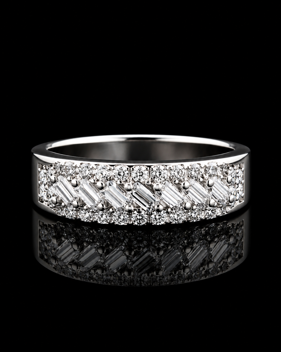 925 Sterling Silver Baguette CZ Band Ring for Women | Elegant Sparkling Statement Ring