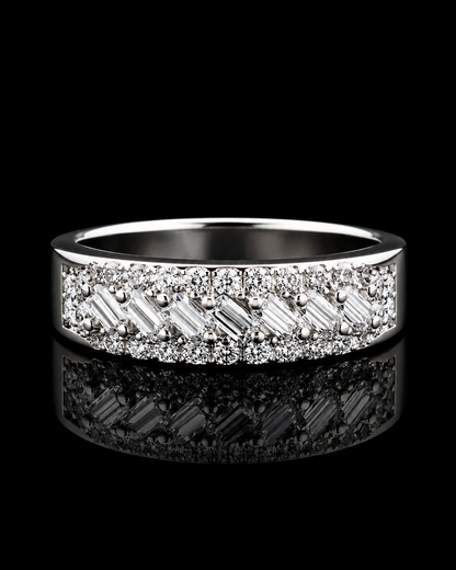 925 Sterling Silver Baguette CZ Band Ring for Women | Elegant Sparkling Statement Ring
