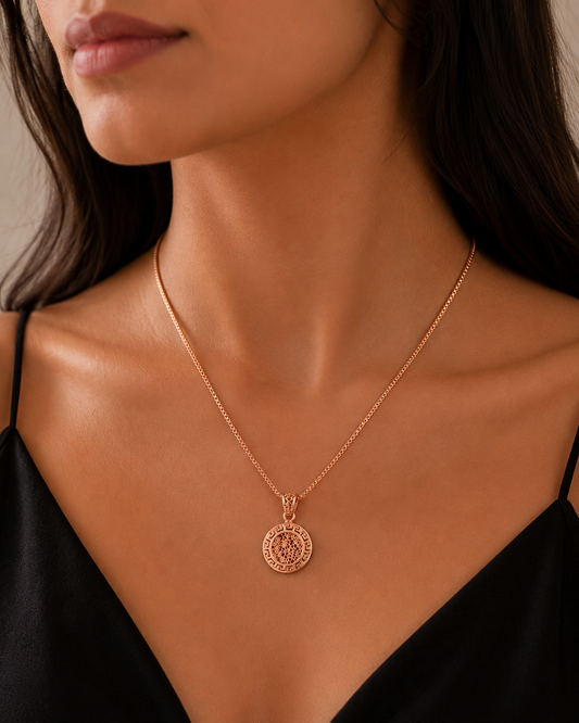 925 Silver Rose Gold Honeycomb Bee Pendant Necklace