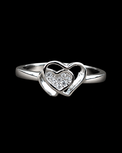 925 Sterling Silver Double Heart Ring for Women | Sparkling CZ Love Ring